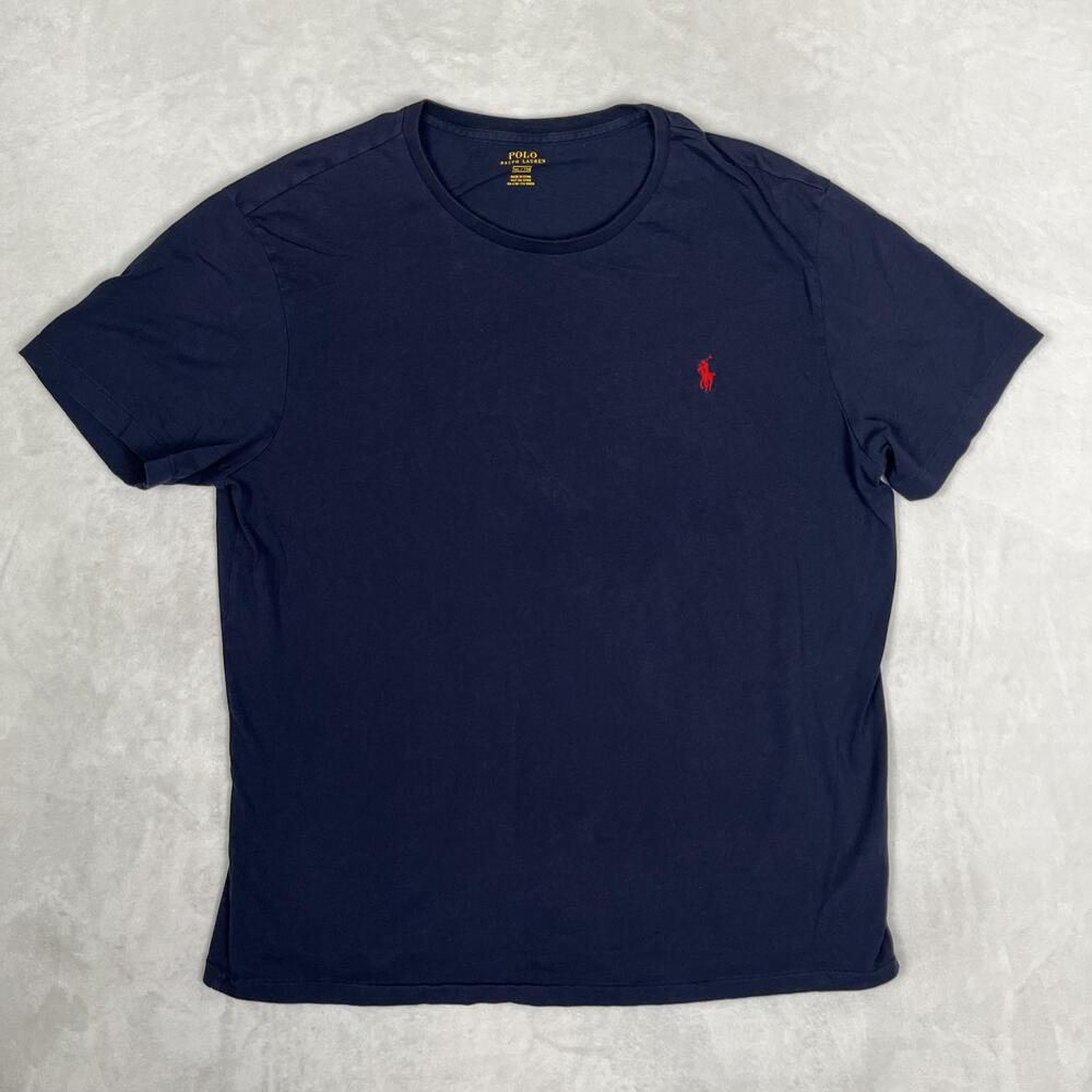 Polo Ralph Lauren T-Shirt Mens XL Navy Blue Cotton Crew Neck Pony Logo Tee